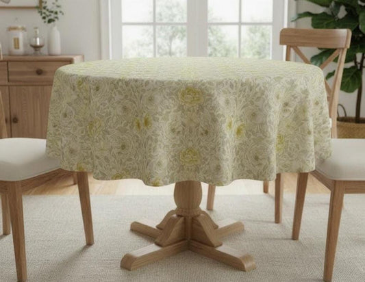William Morris Ophelia Flowers Natural Yellow Tablecloth