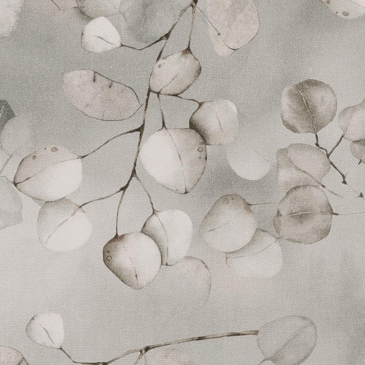 Honesty Leaves Grey Tablecloth , Scandi Botanical Leaf Print Table Cloth , Round Oval Rectangle