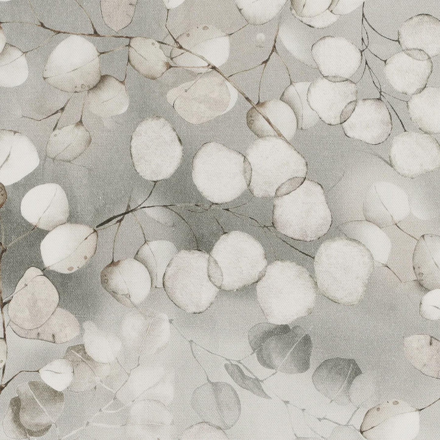 Honesty Leaves Grey Tablecloth , Scandi Botanical Leaf Print Table Cloth , Round Oval Rectangle
