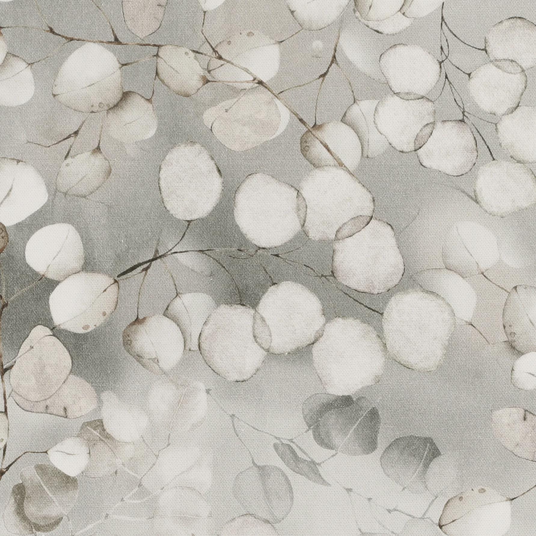 Honesty Leaves Grey Tablecloth , Scandi Botanical Leaf Print Table Cloth , Round Oval Rectangle