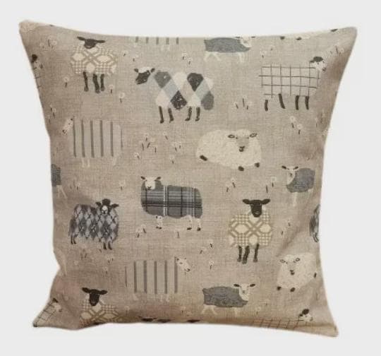Baa Baa Sheep Beige Grey Charcoal Cushion Cover