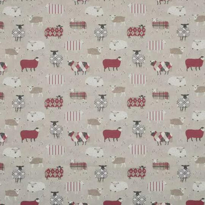 Baa Baa Sheep Peony Red Beige Cushion Cover