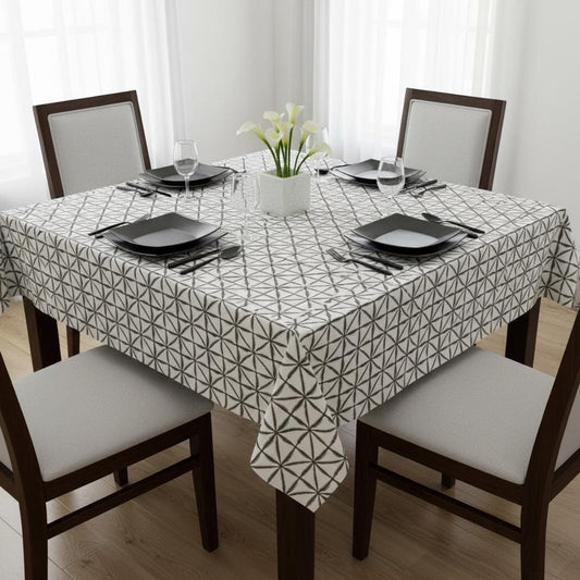 Abstract Geometric Nussa Charcoal Tablecloth , Round Oval Rectange Table cloth