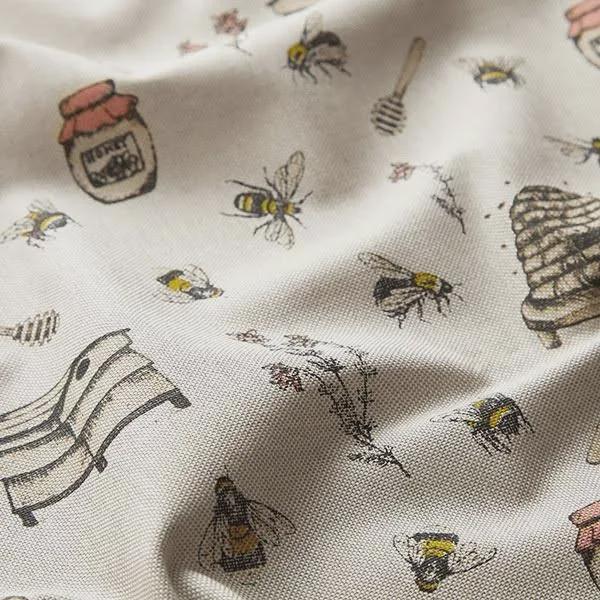 Honey Bees Natural Tablecloth , Round Oval Rectangle Square Table cloth , Handmade UK