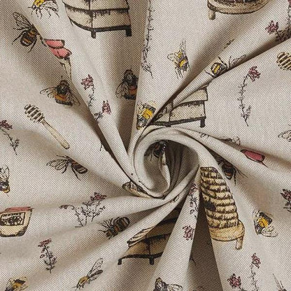 Honey Bees Natural Tablecloth , Round Oval Rectangle Square Table cloth , Handmade UK