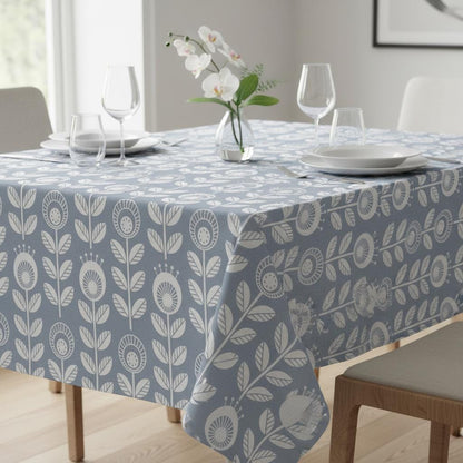 Scandi Dandelion Floral Cotton Tablecloth , Round Oval Rectangle Table Cloth , Handmade UK