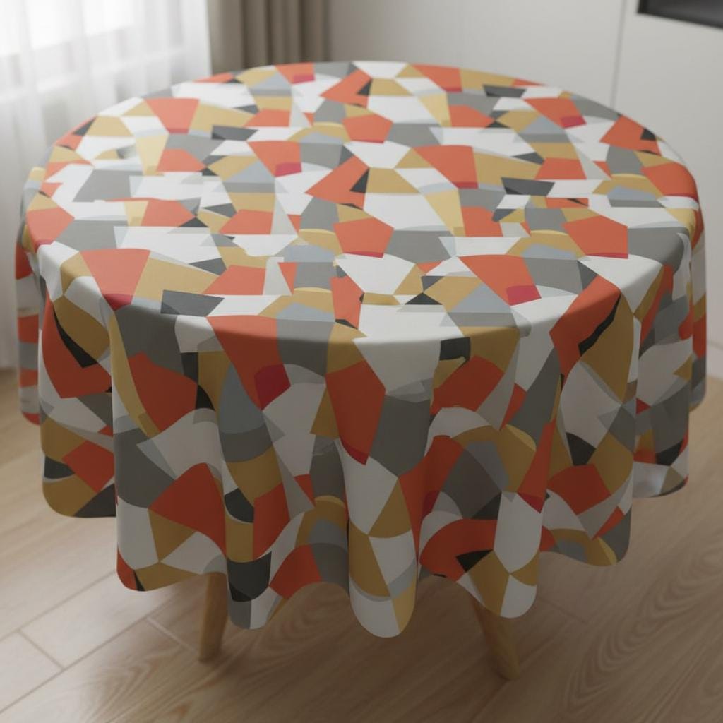 Scion Pucci Orange Geometric Cotton Tablecloth , Round Oval Rectangle , Handmade UK
