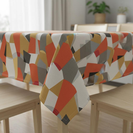 Scion Pucci Orange Geometric Cotton Tablecloth , Round Oval Rectangle , Handmade UK
