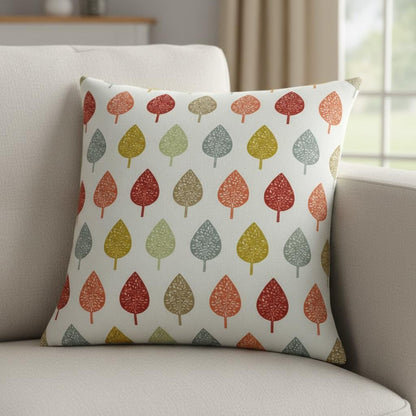Symmetrical Leaf Leaves Burnt Orange Cushion Cover, Handmade Cotton Throw Pillow