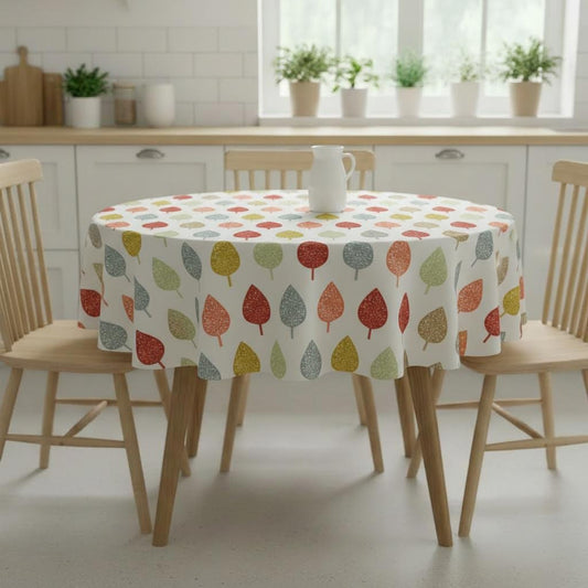 Symmetrical Leaf Leaves Orange Tablecloth , Round Oval Rectange