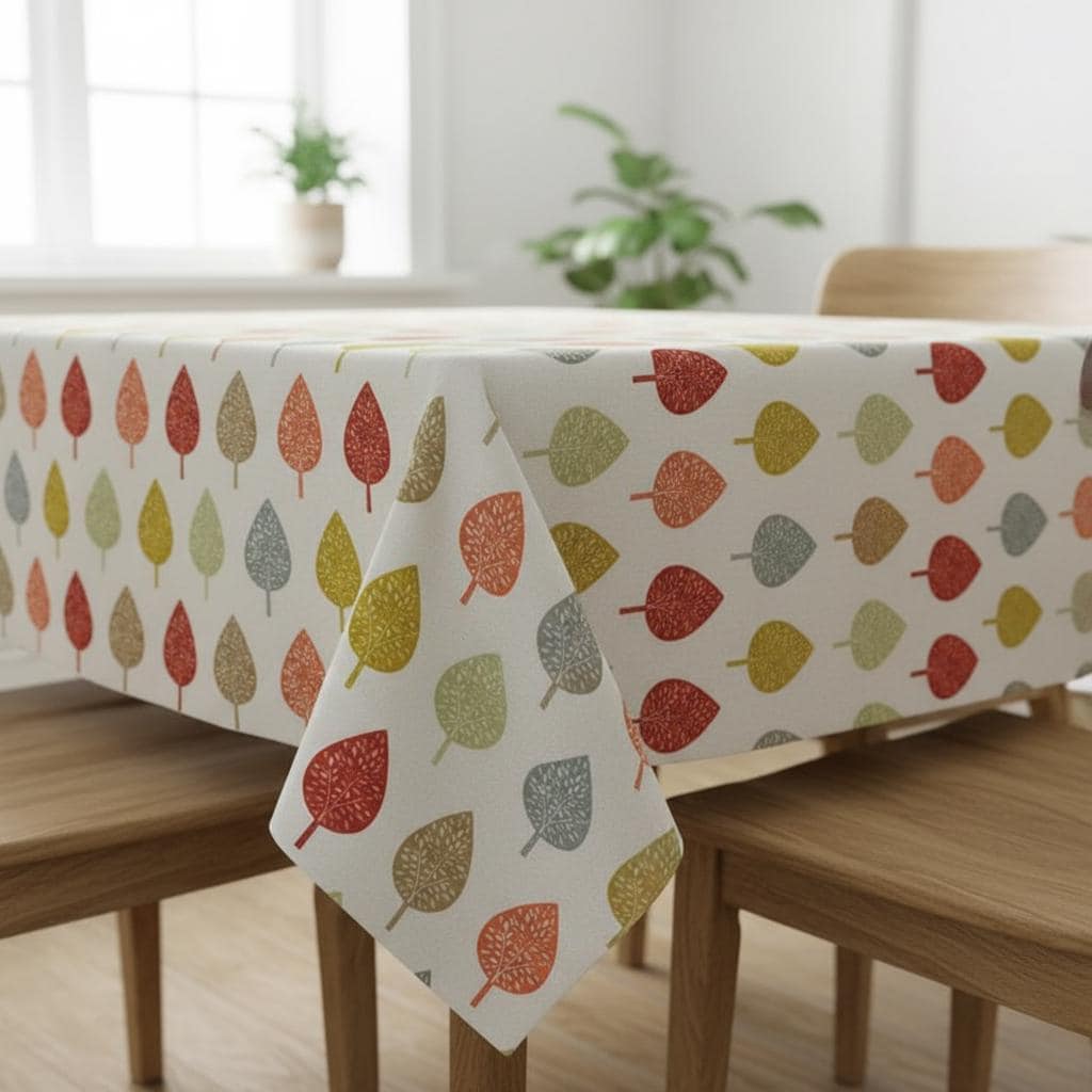 Symmetrical Leaf Orange Tablecloth: Cotton Table Cloth , Rectangle Oval Round