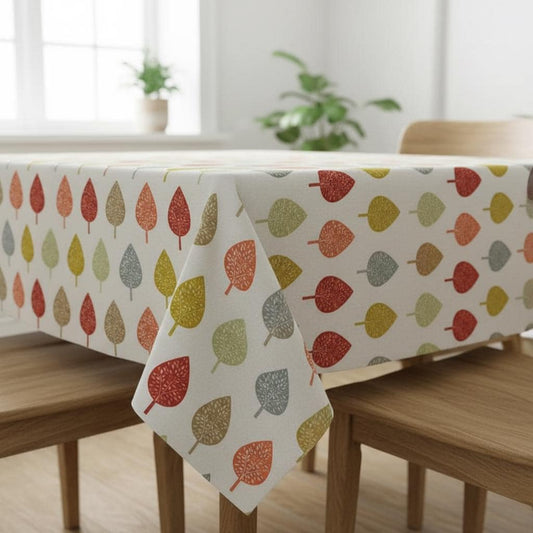 Symmetrical Leaf Orange Tablecloth: Cotton Table Cloth , Rectangle Oval Round