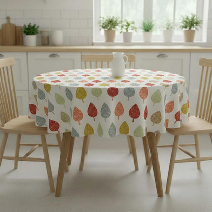 Symmetrical Leaf Orange Tablecloth: Cotton Table Cloth , Rectangle Oval Round