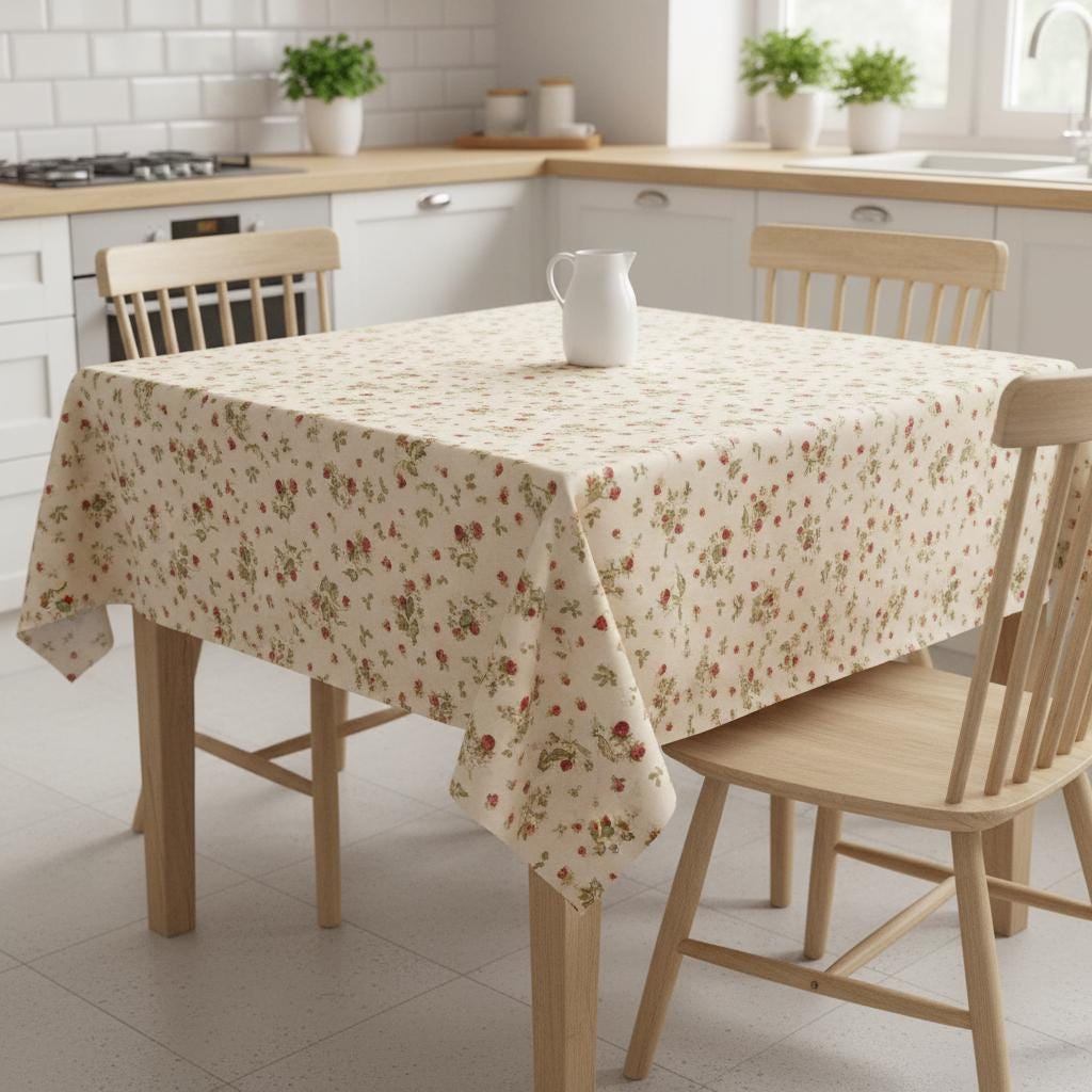 Berries Strawberries Tablecloth , Mother's Day Gift , Round Tablecloth , Oval Tablecloth , Rectangle Square Tablecloth UK