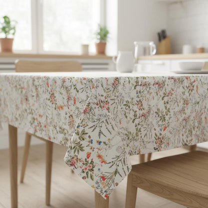 Floral Cotton Tablecloth, Antique Garden Design, Handmade in UK