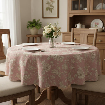 Pink Rose Floral Tablecloth , Round Oval Square Rectangle , Handmade UK