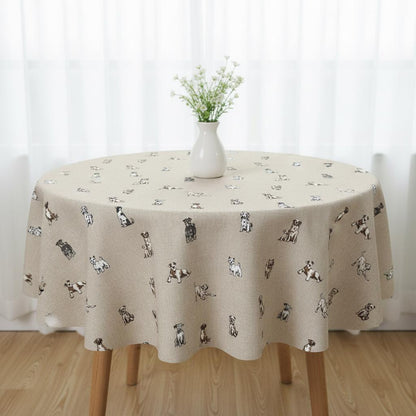 Shabby Dogs Linen Look Tablecloth