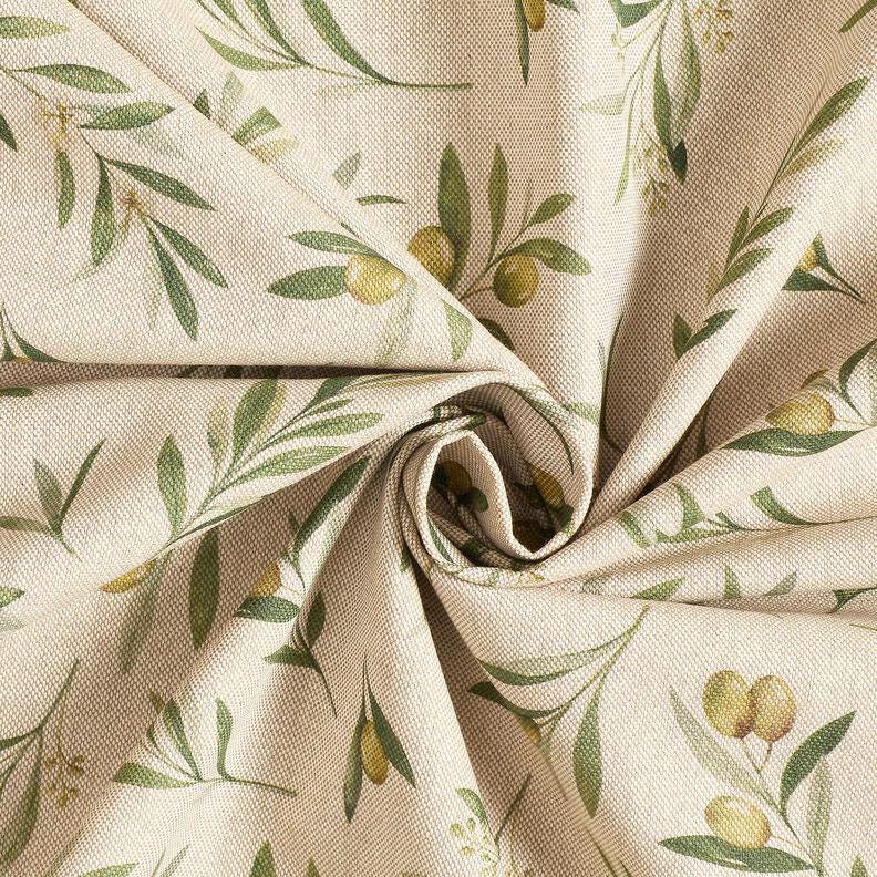 Green Olives Natural Tablecloth , Cotton Linen Look, UK Made