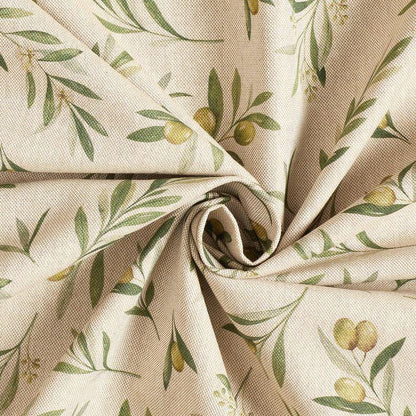 Green Olives Natural Tablecloth , Cotton Linen Look, UK Made