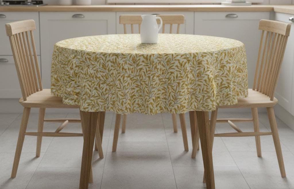 William Morris Willow Bough Tablecloth Ochre Yellow , Rectangle Tablecloth , William Morris Tablecloth , Round Tablecloth , Oval Tablecloth