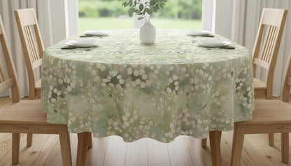 Honesty Leaf Tablecloth , Lunaria Honesty Green Leaves Table Cloth , Round Oval Rectangle