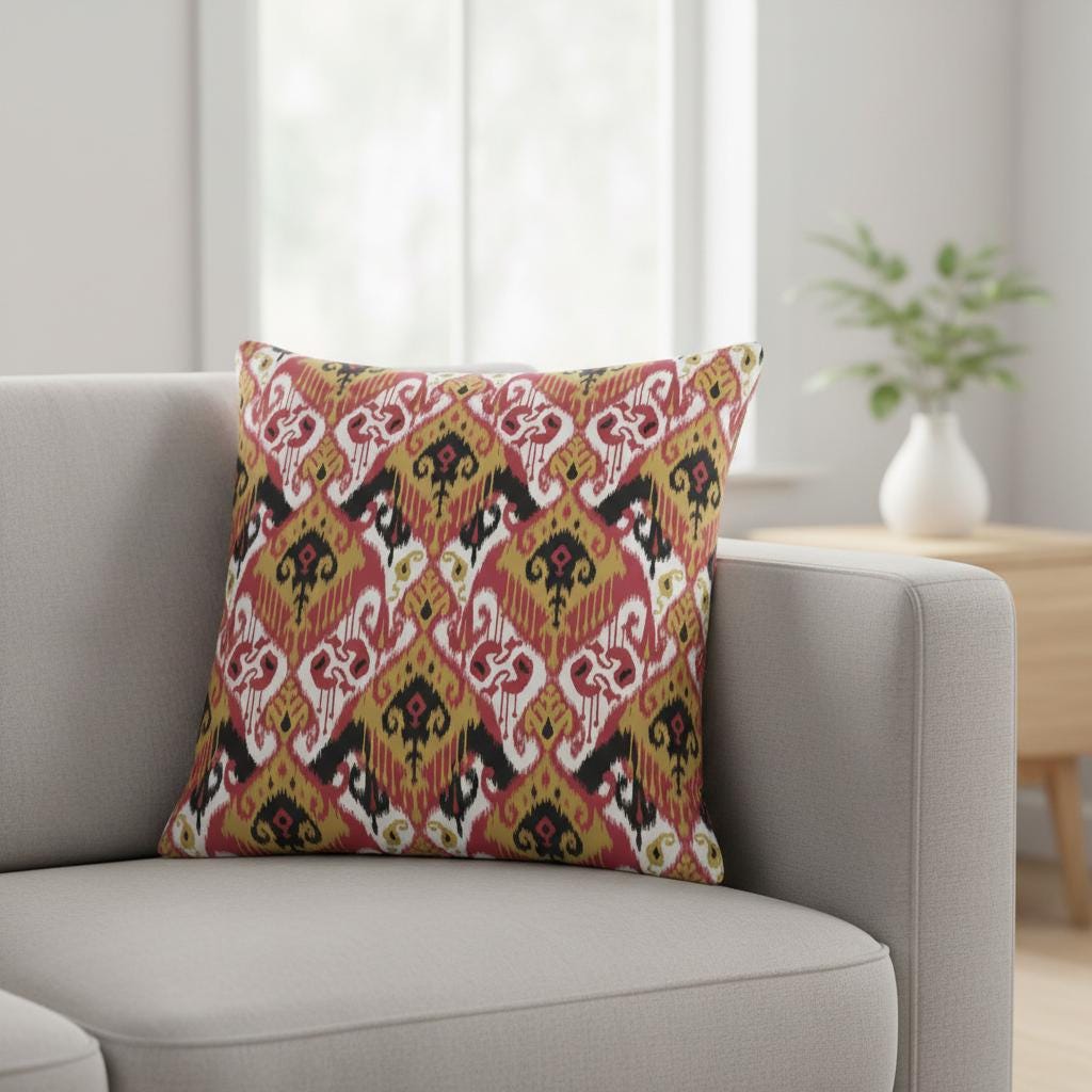 Ikat Geometric Salsa Cushion Cover