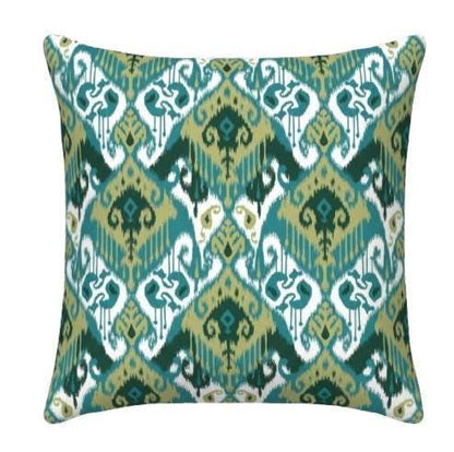 Ikat Geometric Teal Cushion Cover