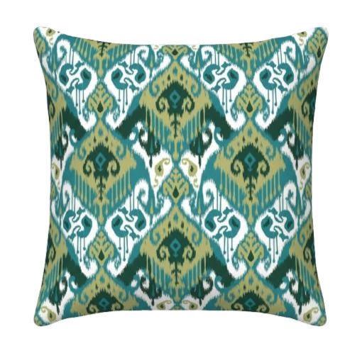 Ikat Geometric Teal Cushion Cover