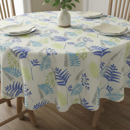 Leaf Leaves Manila Lagoon Blue Tablecloth , Cotton Round Oval Rectangle Table Cloth