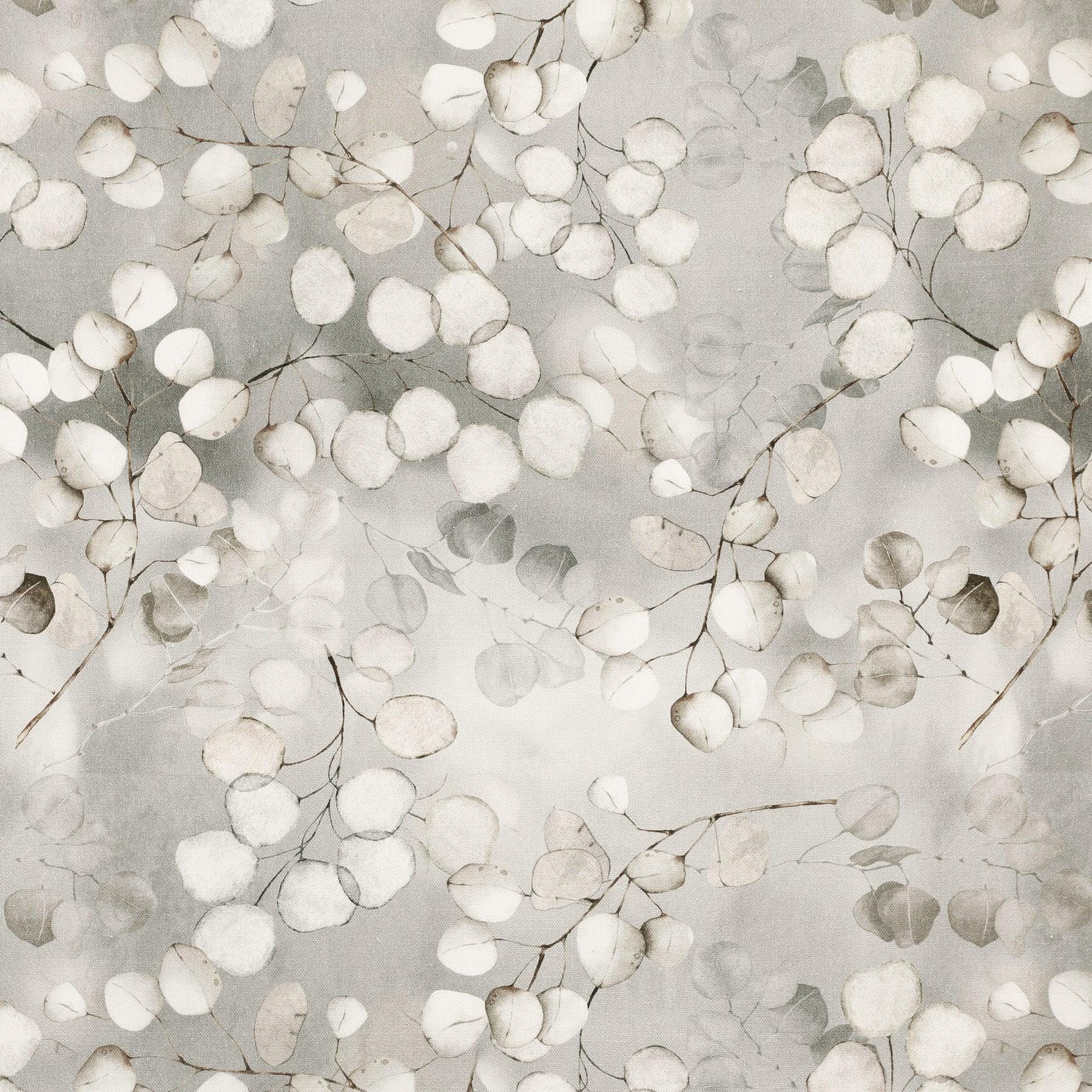 Honesty Leaves Grey Tablecloth , Scandi Botanical Leaf Print Table Cloth , Round Oval Rectangle