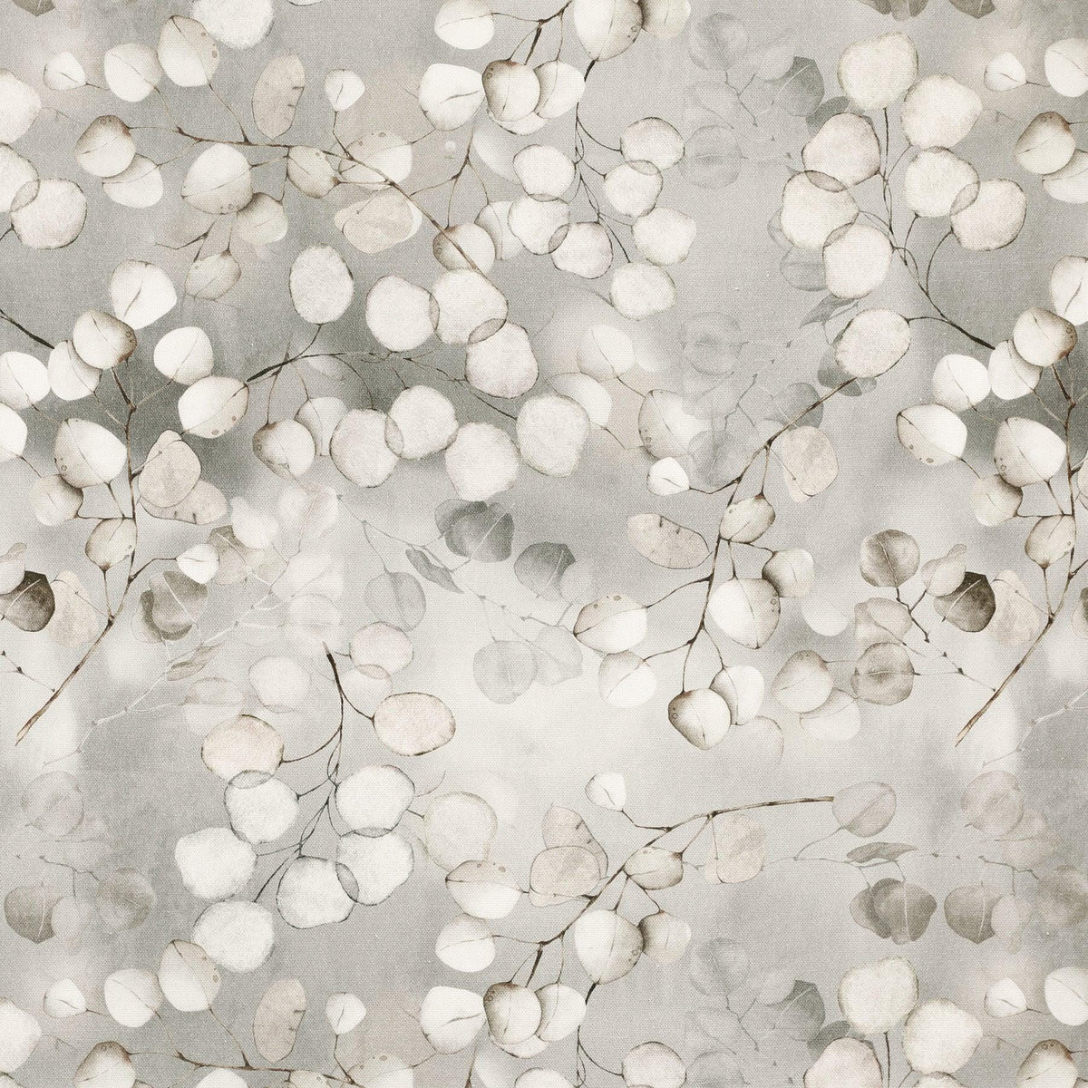 Honesty Leaves Grey Tablecloth , Scandi Botanical Leaf Print Table Cloth , Round Oval Rectangle