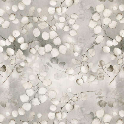 Honesty Leaves Grey Tablecloth , Scandi Botanical Leaf Print Table Cloth , Round Oval Rectangle