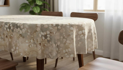 Honesty Leaves Tablecloth , Scandi Botanical Leaf Print Table cloth , Round Oval Rectangle , Handmade UK
