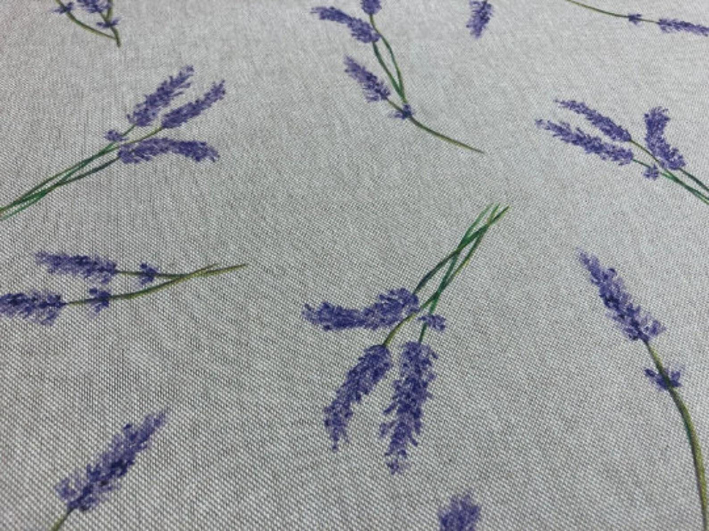 Lavender Sprigs Natural Tablecloth , Linen Look Table Cloth , Round Oval Rectange , Handmade UK