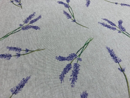Lavender Sprigs Natural Tablecloth , Linen Look Table Cloth , Round Oval Rectange , Handmade UK