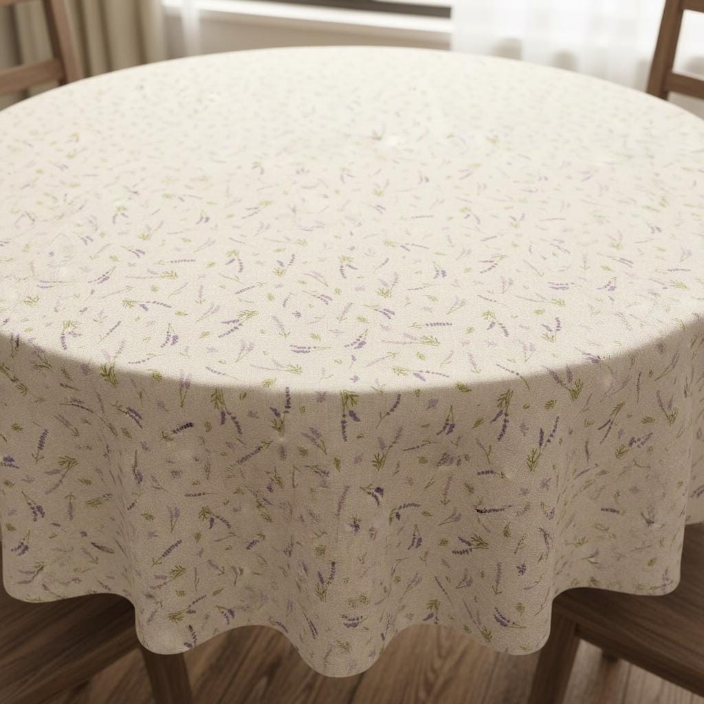 Lavender Spring Floral Tablecloth , Round Oval Rectangle , Handmade in UK