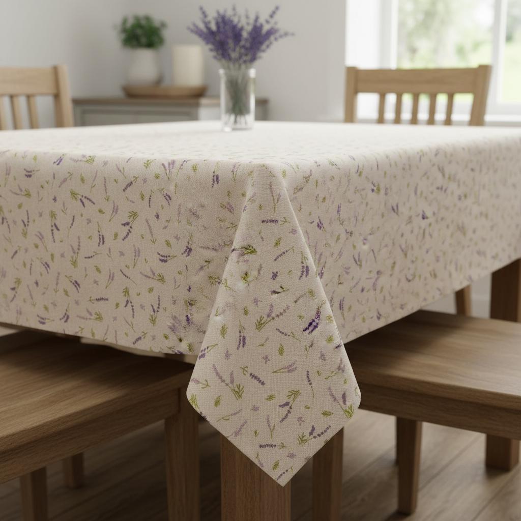 Lavender Spring Floral Tablecloth , Round Oval Rectangle , Handmade in UK