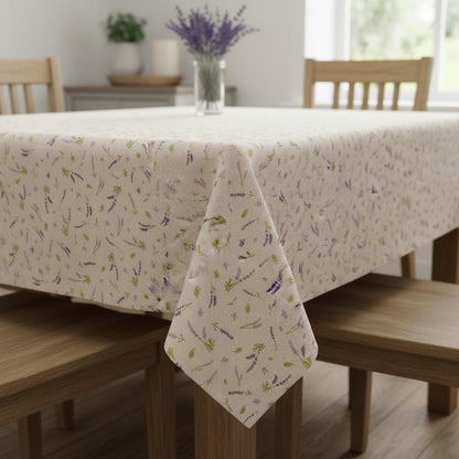 Lavender Spring Floral Tablecloth , Round Oval Rectangle , Handmade in UK