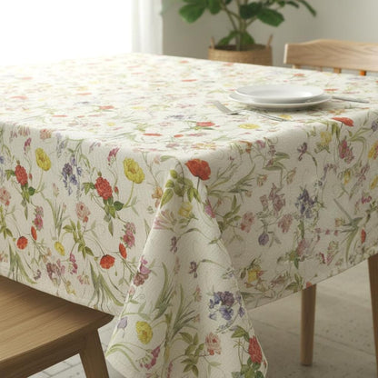 Delicate Wildflower Meadow Tablecloth , Round Oval Rectangle , Handmade UK