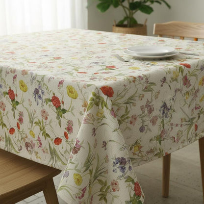 Round Soft Pastel Floral Tablecloth , Floral Flowers Blossom Table Cloth , Round Oval Rectangle . Handmade UK