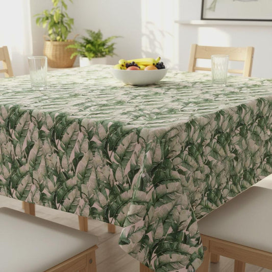 Tropical Green Leaf Paradise Tablecloth , Palm Leaf Table Cloth , Round Oval Rectangle , Handmade UK