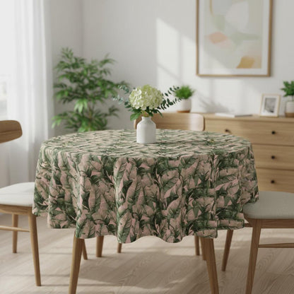 Tropical Green Leaf Paradise Tablecloth , Palm Leaf Table Cloth , Round Oval Rectangle , Handmade UK