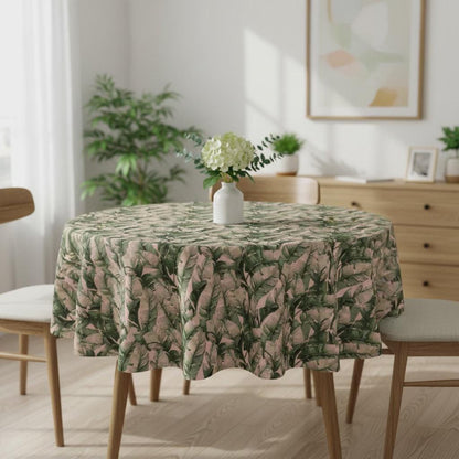 Tropical Green Leaf Paradise Tablecloth , Palm Leaf Table Cloth , Round Oval Rectangle , Handmade UK