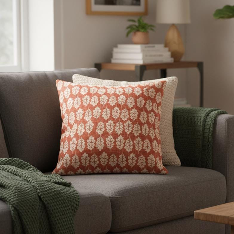 Autumn Leaf Great Oak Paprika Orange Cushion Cover , Throw Pillow , Scatter Cushions , Cushion Cover UK