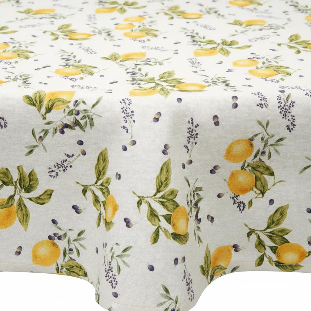 Lemons Tablecloth , Cotton Round Oval Rectangle , Handmade UK