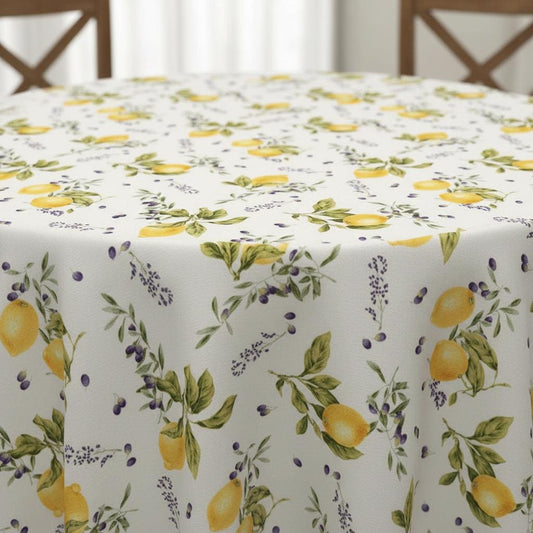 Lemons Tablecloth , Cotton Round Oval Rectangle , Handmade UK