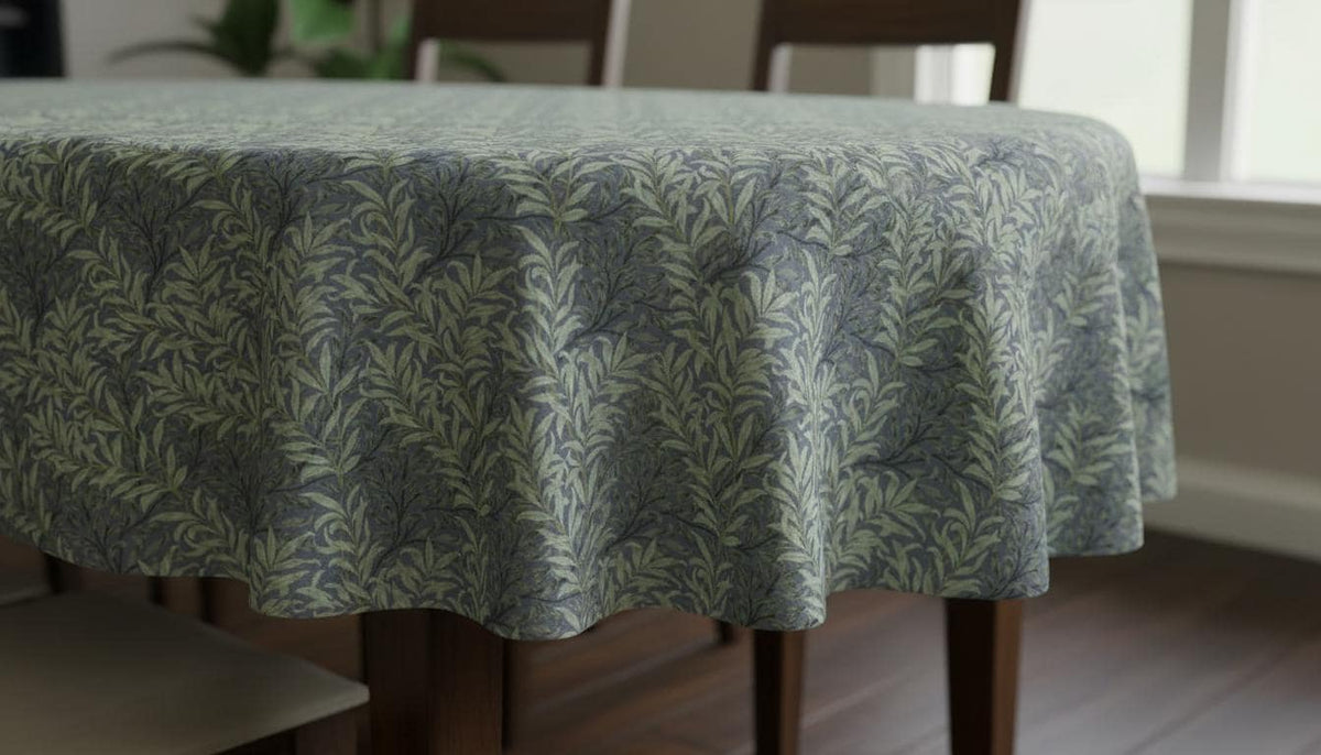 Oval William Morris Coated Tablecloth Willow Bough , Water Resistant Tablecloths , Outdoor Tablecloth , Round Oval Rectangle Tablecloth