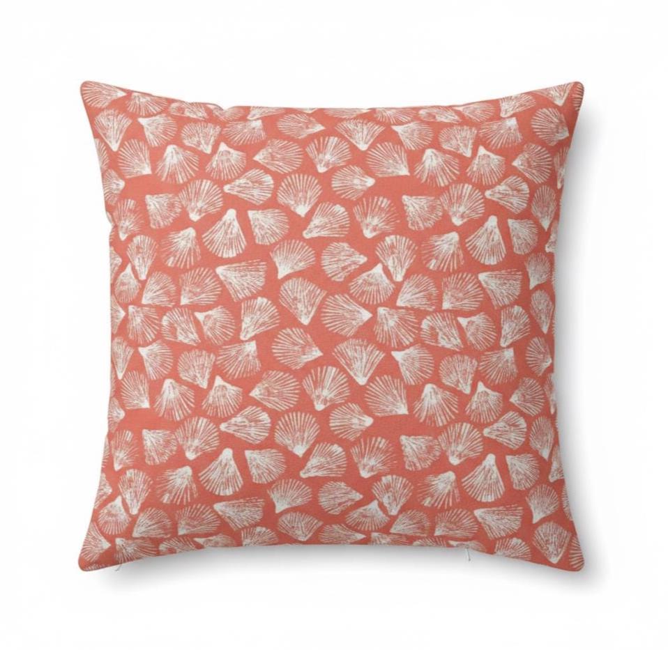 Seashells Coral Cushion Cover: Handmade Cotton Throw Pillow