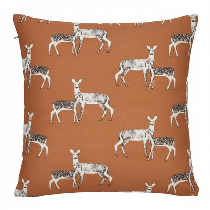 Woodland Autumn Deer Orange Cushion Cover
