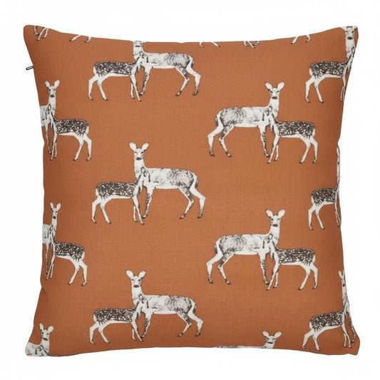 Woodland Autumn Deer Orange Cushion Cover